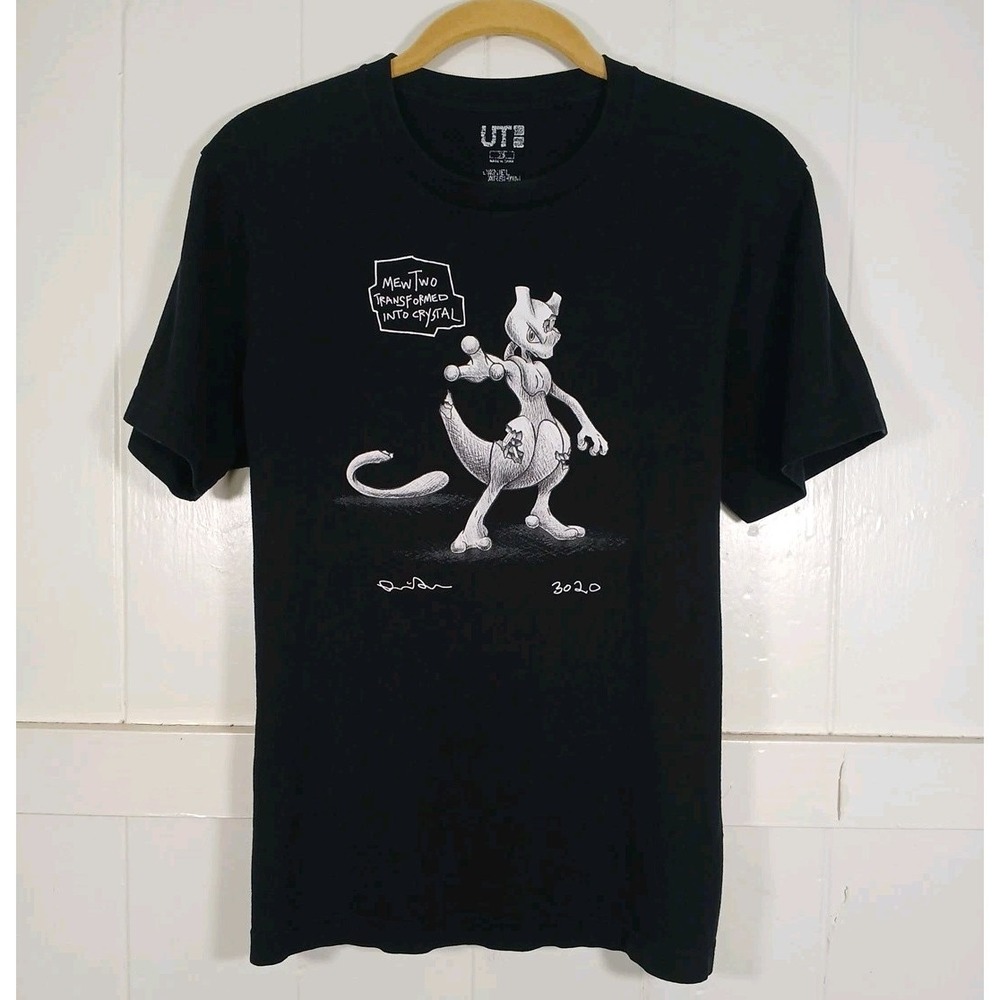Pokemon × Daniel Arsham × Uniqlo Shirt‎ Crystal Mewtwo Men's XS Black Cotton Tee
